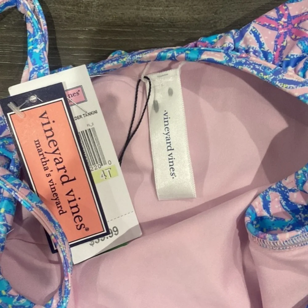 NWT! Vineyard Vines Pink‎ and Blue Starfish Girls Bikini Top